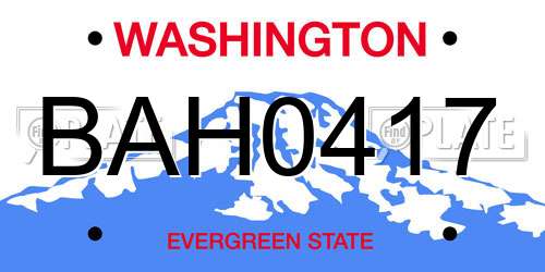 BAH0417 Washington License Plate