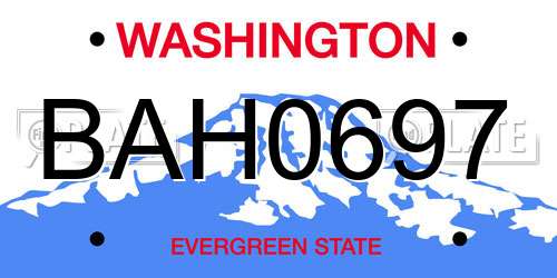 BAH0697 Washington License Plate