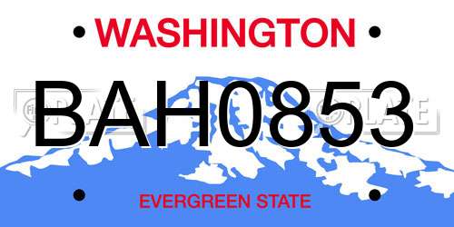 BAH0853 Washington License Plate