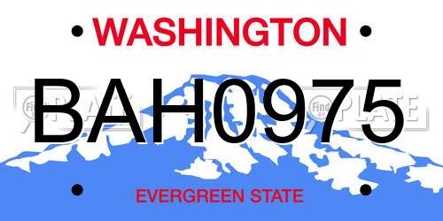 BAH0975 Washington License Plate