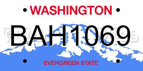 BAH1069 Washington License Plate