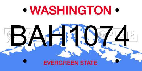BAH1074 Washington License Plate