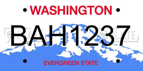 BAH1237 Washington License Plate