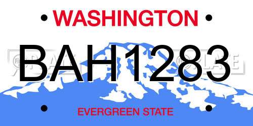 BAH1283 Washington License Plate