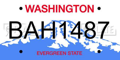 BAH1487 Washington License Plate