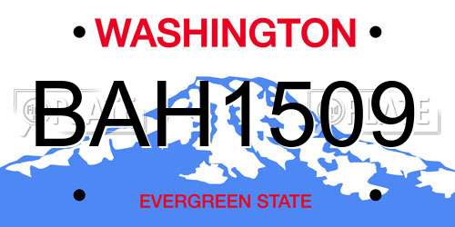 BAH1509 Washington License Plate