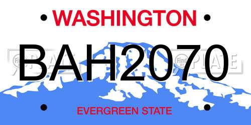 BAH2070 Washington License Plate