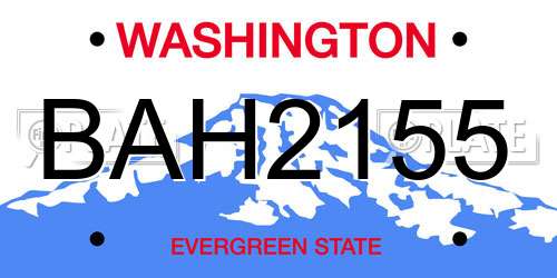 BAH2155 Washington License Plate