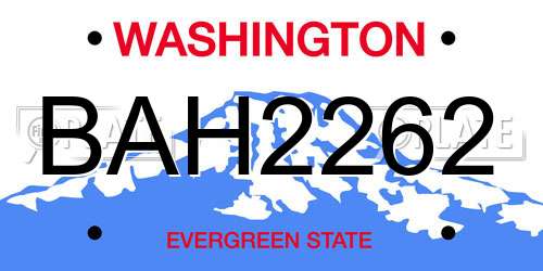 BAH2262 Washington License Plate