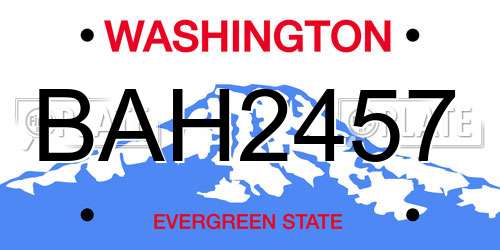 BAH2457 Washington License Plate