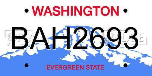 BAH2693 Washington License Plate