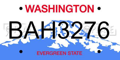 BAH3276 Washington License Plate