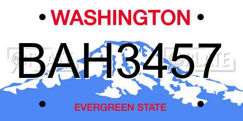 BAH3457 Washington License Plate