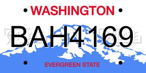 BAH4169 Washington License Plate