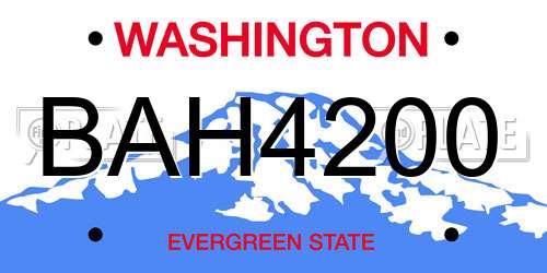 BAH4200 Washington License Plate