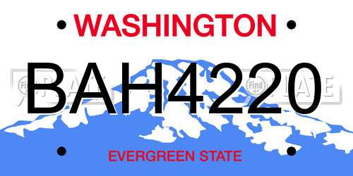 BAH4220 Washington License Plate
