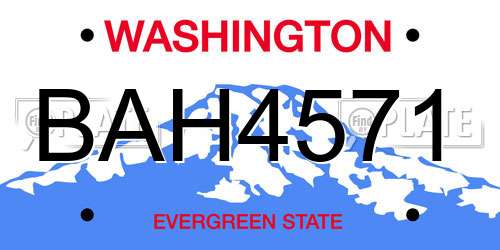 BAH4571 Washington License Plate