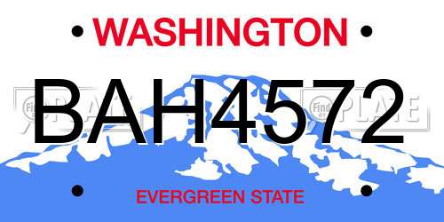 BAH4572 Washington License Plate