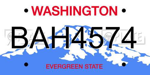 BAH4574 Washington License Plate