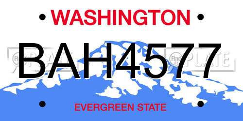 BAH4577 Washington License Plate
