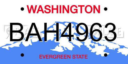 BAH4963 Washington License Plate