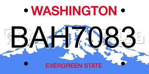 BAH7083 Washington License Plate