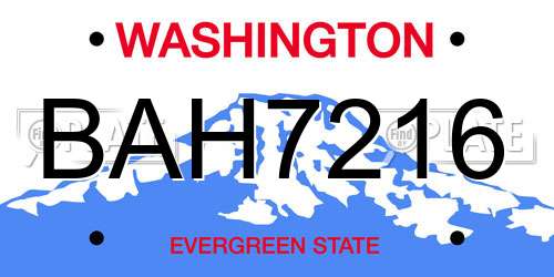 BAH7216 Washington License Plate