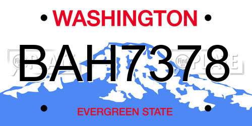 BAH7378 Washington License Plate