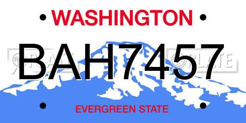 BAH7457 Washington License Plate