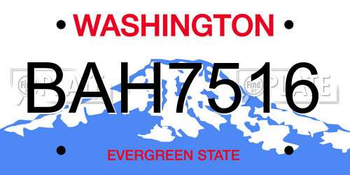 BAH7516 Washington License Plate