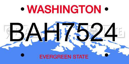 BAH7524 Washington License Plate