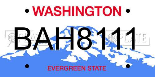BAH8111 Washington License Plate