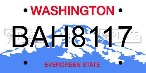 BAH8117 Washington License Plate