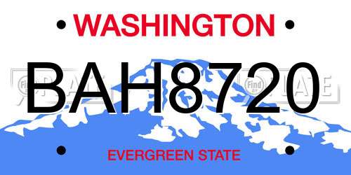 BAH8720 Washington License Plate