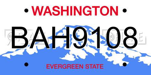 BAH9108 Washington License Plate