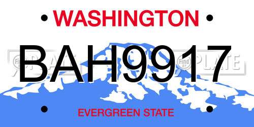 BAH9917 Washington License Plate