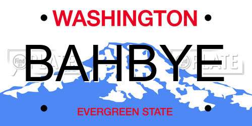BAHBYE Washington License Plate