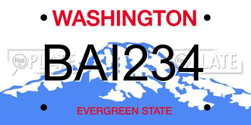 BAI234 Washington License Plate