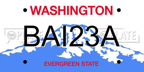 BAI23A Washington License Plate