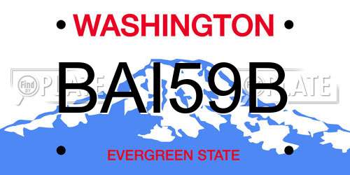 BAI59B Washington License Plate