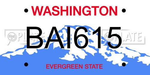 BAI615 Washington License Plate