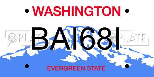 BAI68I Washington License Plate