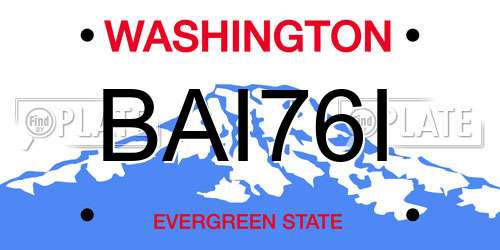 BAI76I Washington License Plate