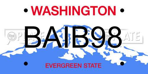 BAIB98 Washington License Plate