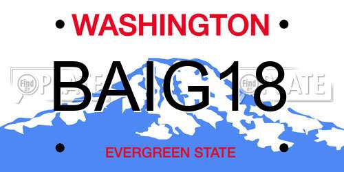 BAIG18 Washington License Plate