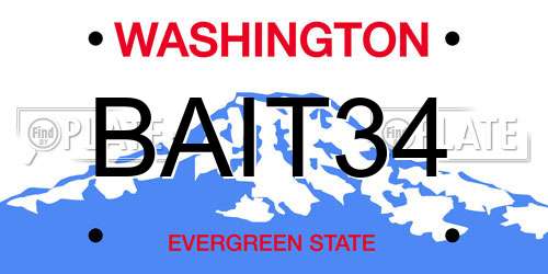 BAIT34 Washington License Plate