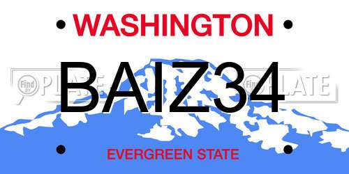 BAIZ34 Washington License Plate