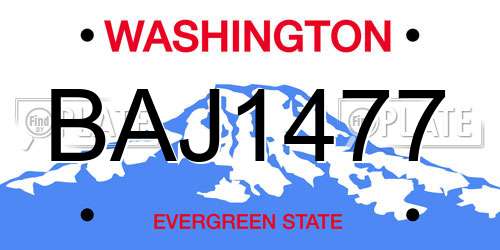 BAJ1477 Washington License Plate