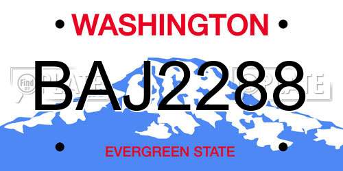 BAJ2288 Washington License Plate