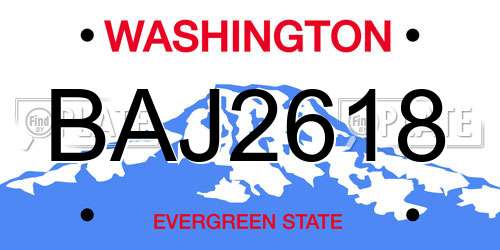 BAJ2618 Washington License Plate